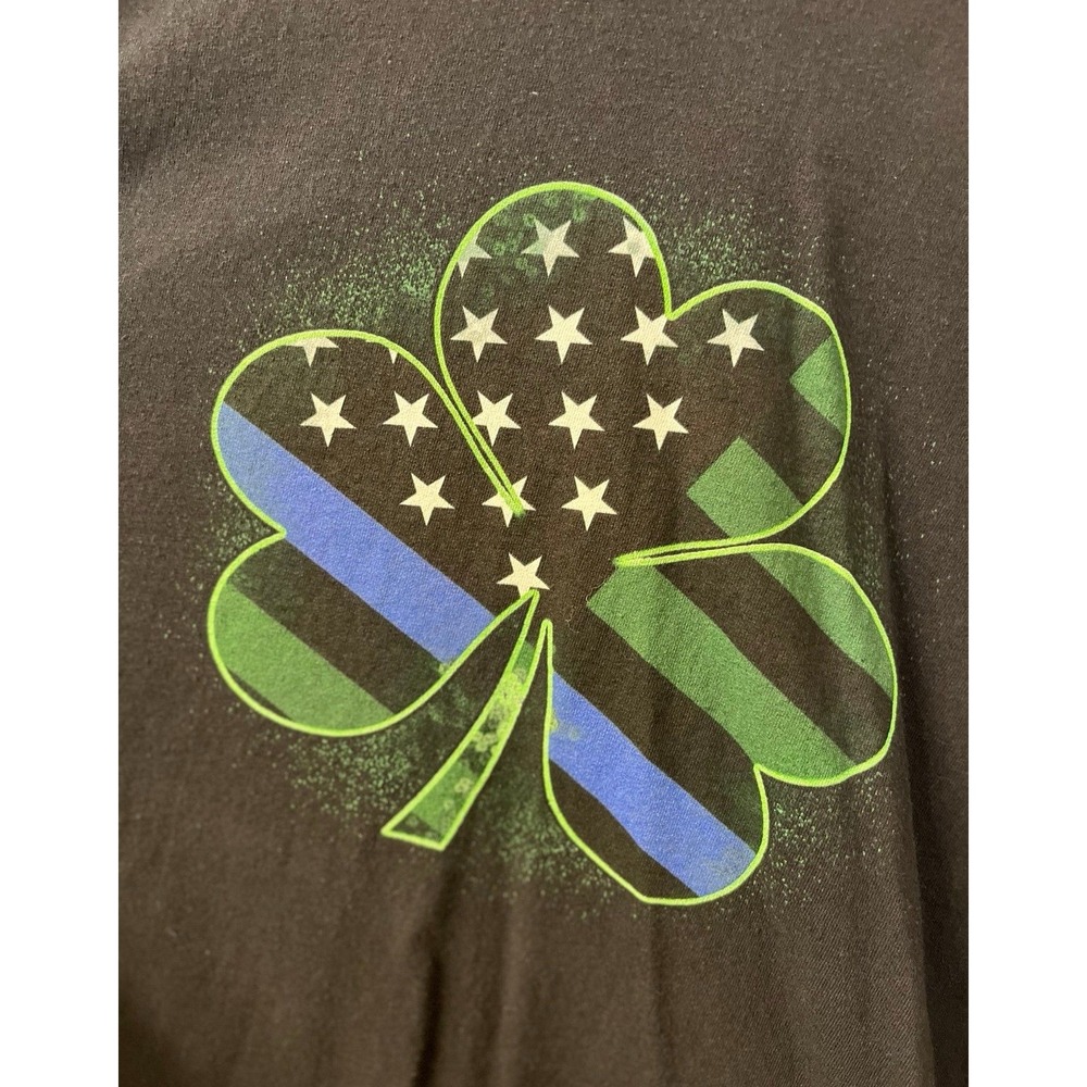 Thin Blue Line St Patricks Day Irish Clover Long Sleeve T-Shirt, 2xl